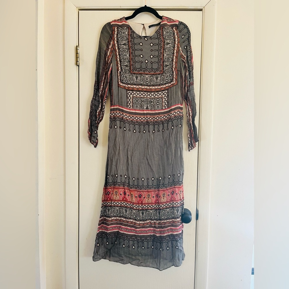 Zara drop waist art deco 20s style boho midi dress S